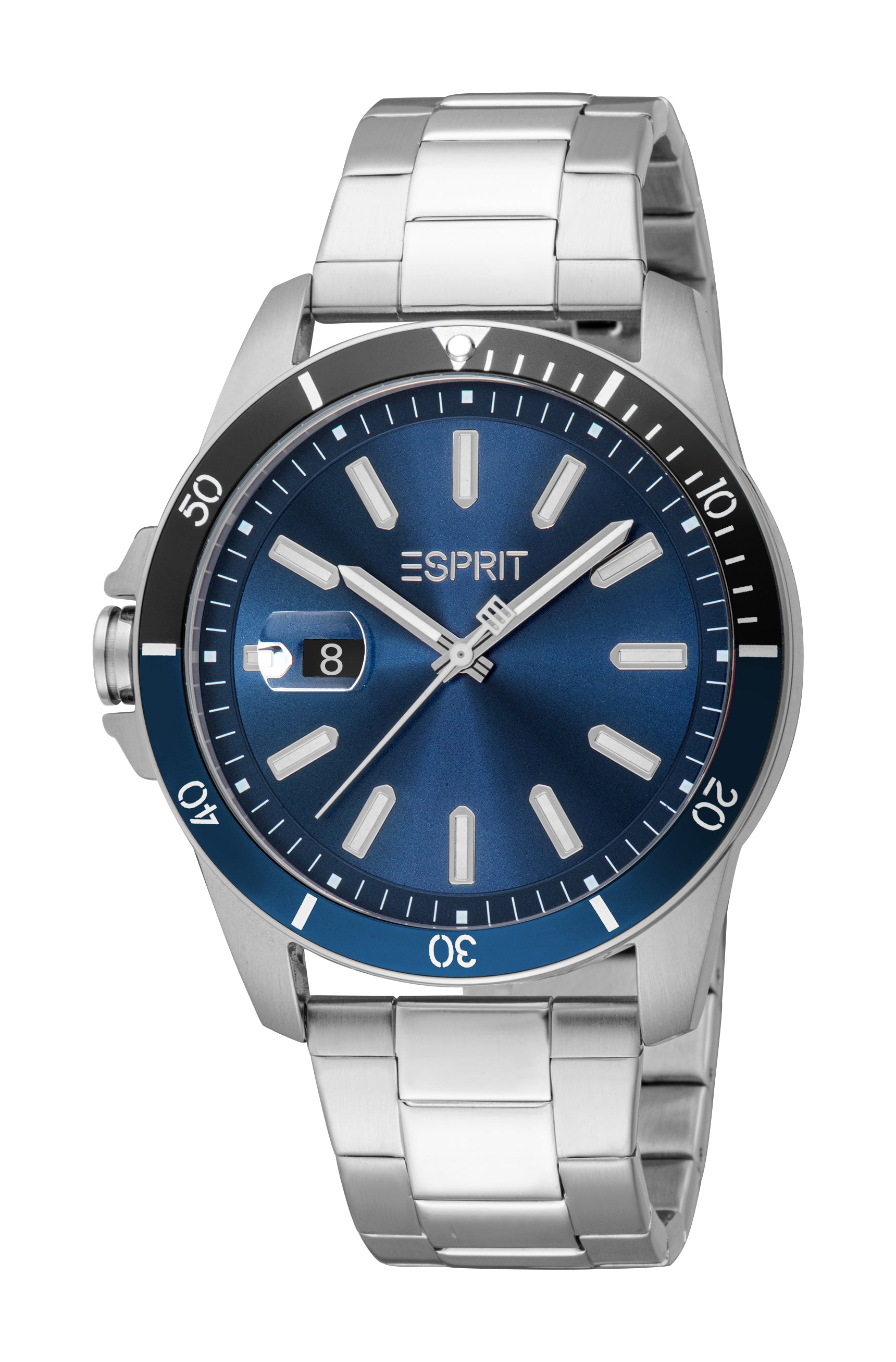 Esprit Men’s Blue Dial Watch with Stainless Steel Bracelet and Date Display – Paris Gallery Qatar Main image