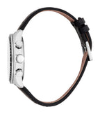Esprit Men’s Chronograph Black Leather Watch with Silver Case and Tachymeter – Paris Gallery Qatar