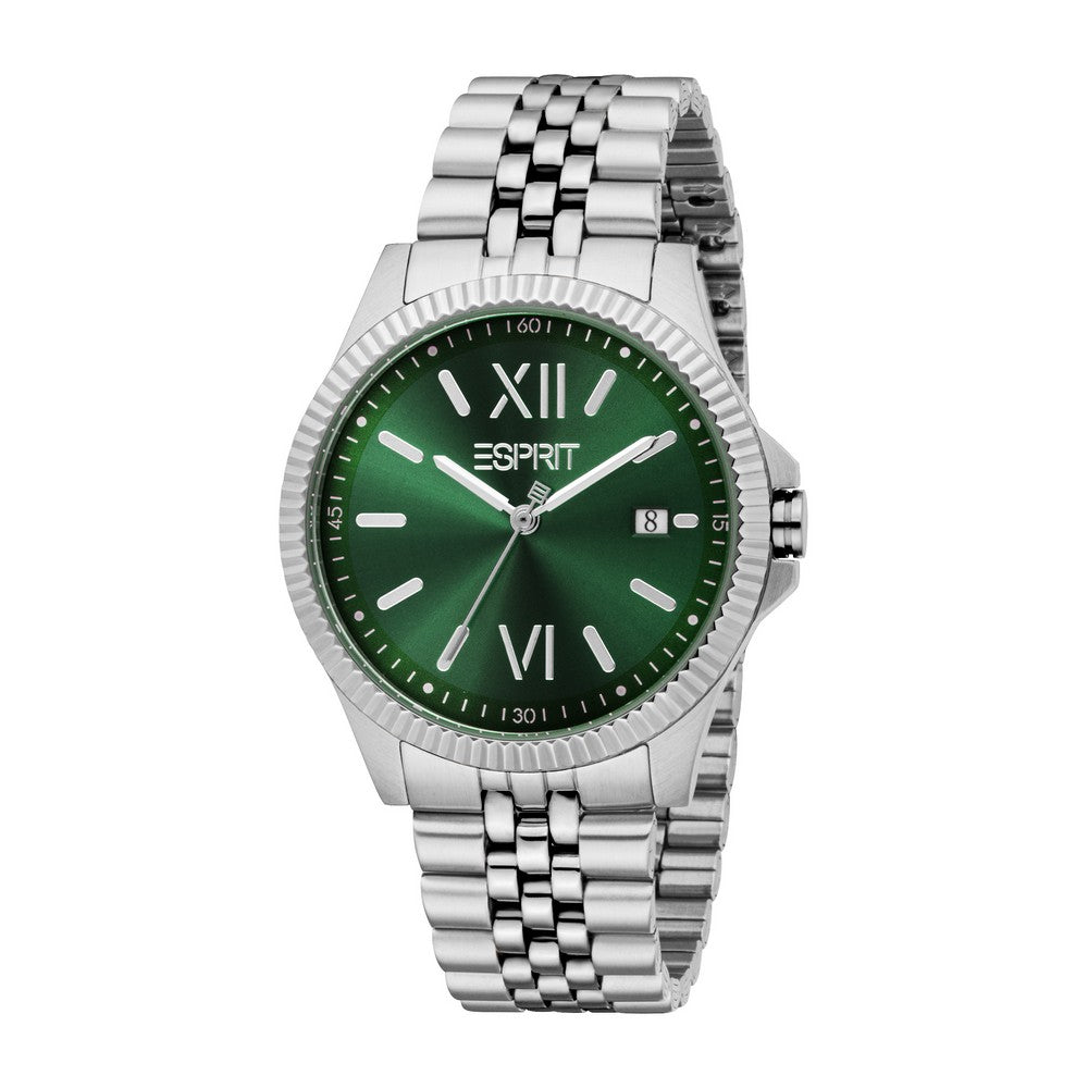 Esprit Men Watch Silver Color Case Green Dial Stainless Steel