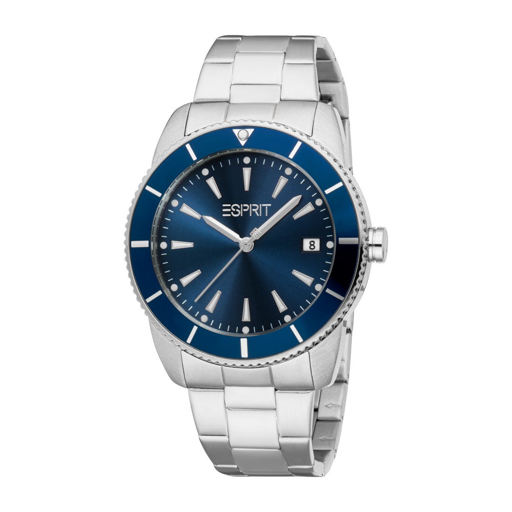 Esprit Men’s Silver Stainless Steel Watch with Dark Blue Dial – Paris Gallery Qatar