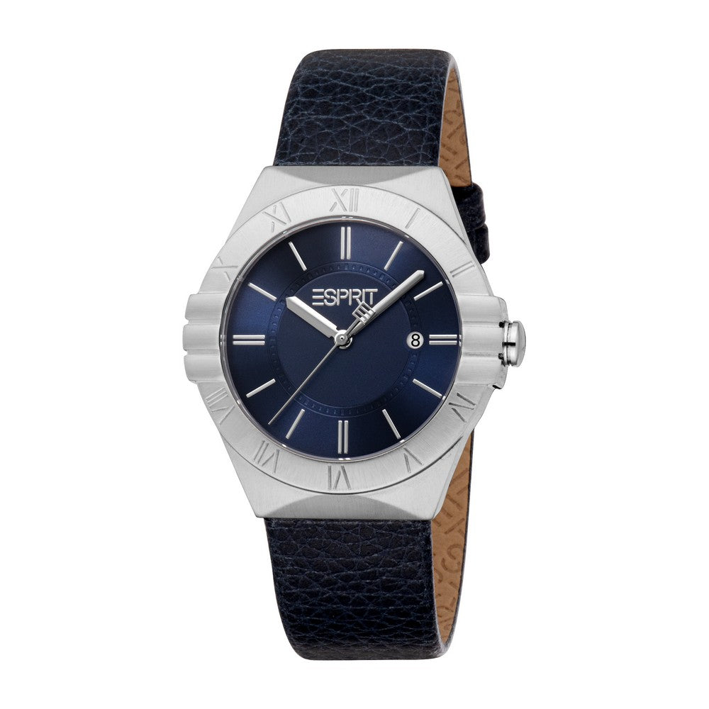 Esprit Men Watch Silver Color Case Dark Blue Dial Dark Blue Leather Esprit Men Watch Silver Color Case Dark Blue Dial Dark Blue Leather