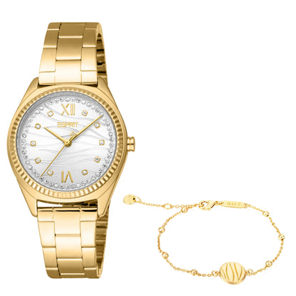 Esprit Uma S Women’s Gold-Tone Watch with Crystal Hour Markers – Paris Gallery Qatar