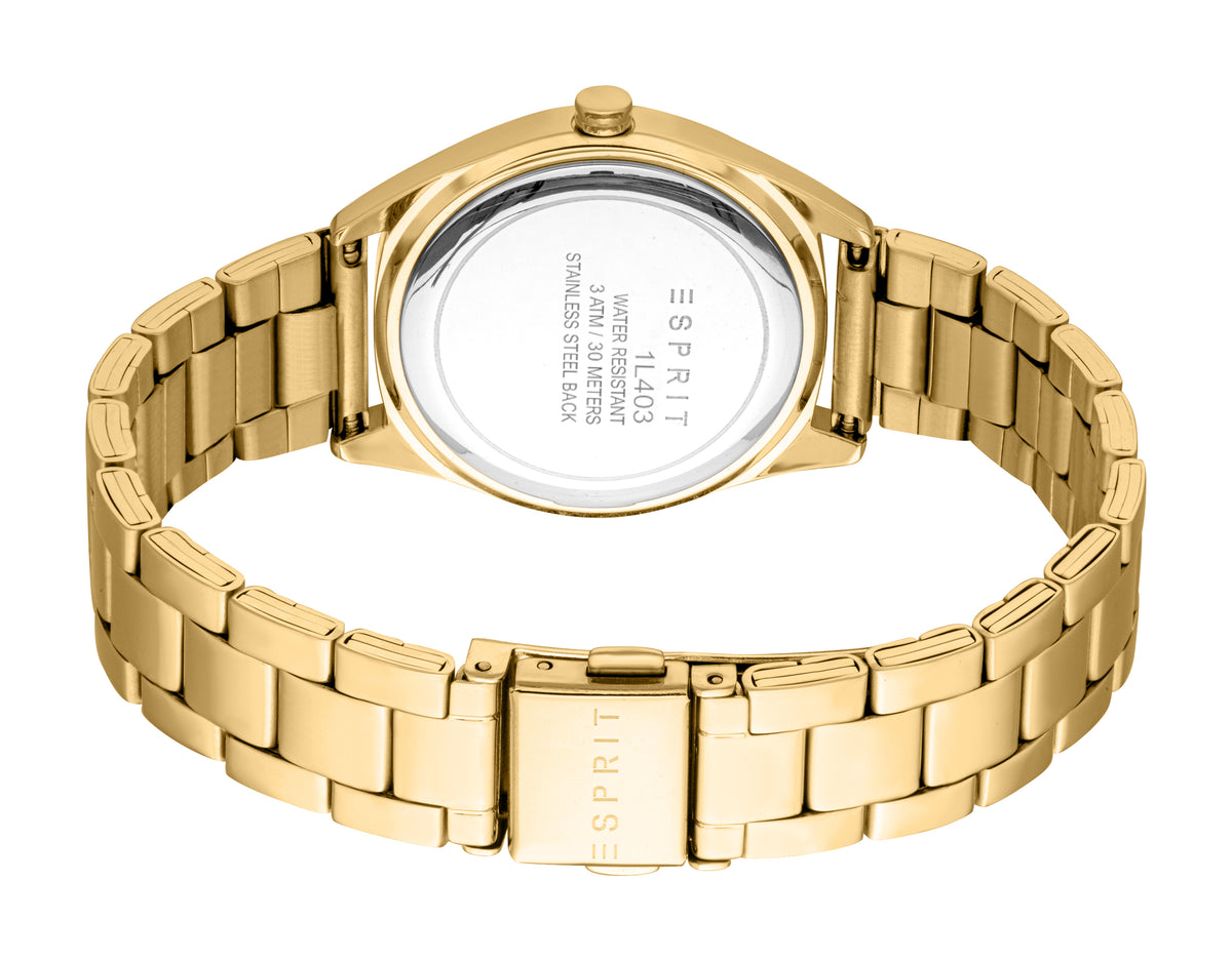 Esprit Uma Women’s Gold Watch with Green Dial and Crystal Bezel Esprit Uma Women’s Gold Watch with Green Dial and Crystal Bezel