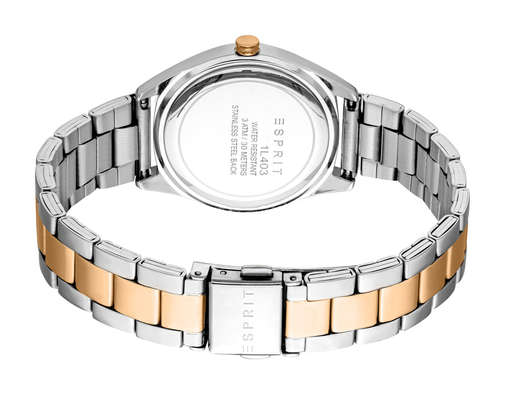 Esprit Uma Women’s Two-Tone Watch with Silver Dial and Crystal Bezel – Paris Gallery Qatar