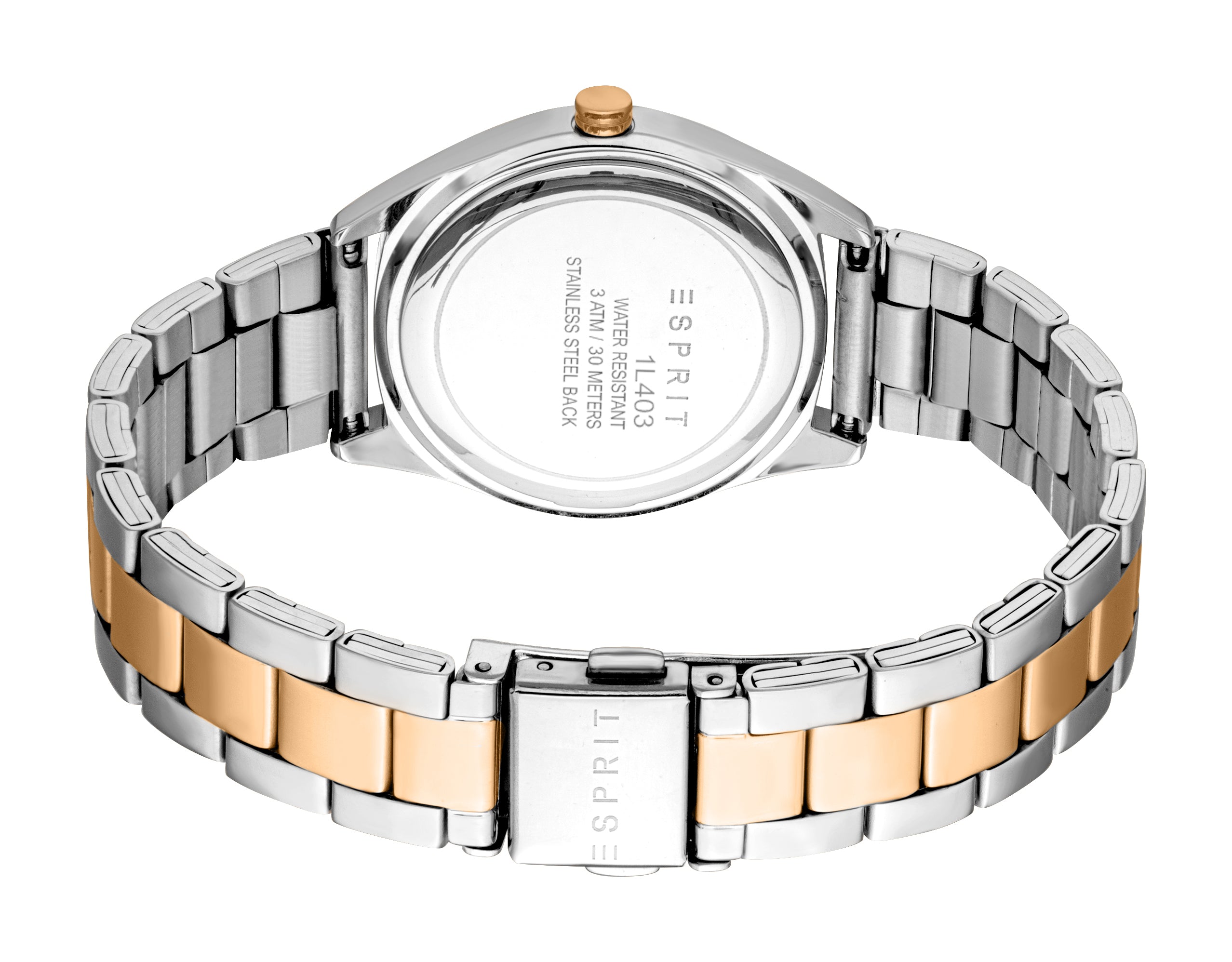 Esprit Uma Women’s Two-Tone Watch with Silver Dial and Crystal Bezel – Paris Gallery Qatar
