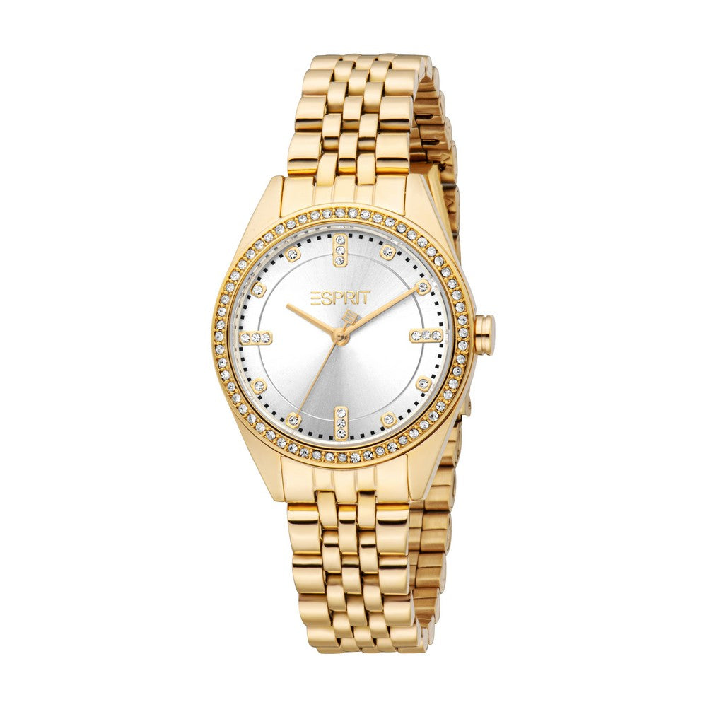 Esprit Women Watch Gold Color Case Silver Dial Gold