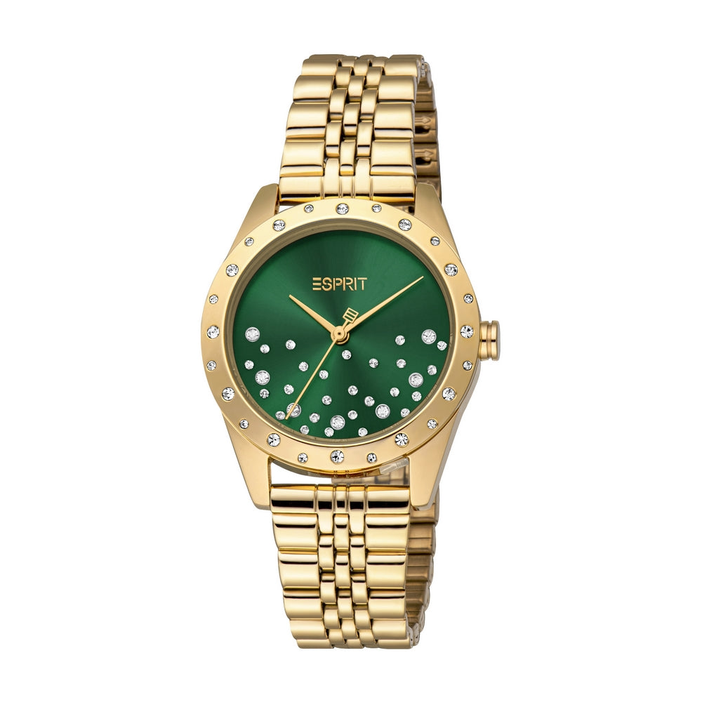 Esprit Women Watch Gold Color Case Dark Green Dial