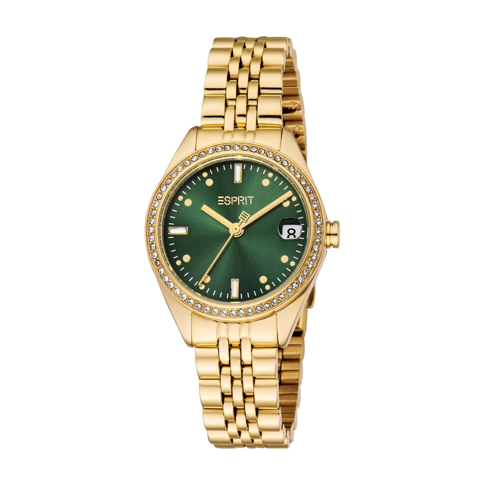 Esprit Women Watch Gold Color Case Dark Green Dial