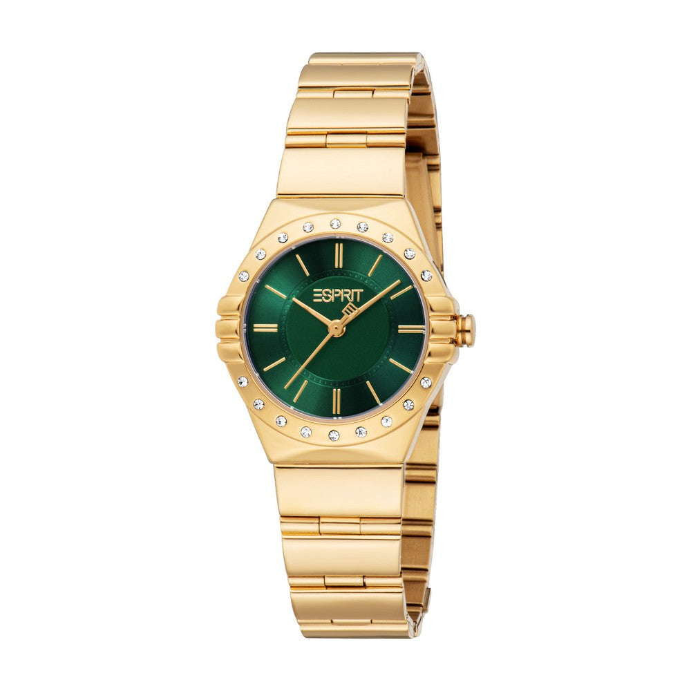 Esprit Women’s Gold Watch with Green Dial and Stainless Steel Strap – Paris Gallery Qatar