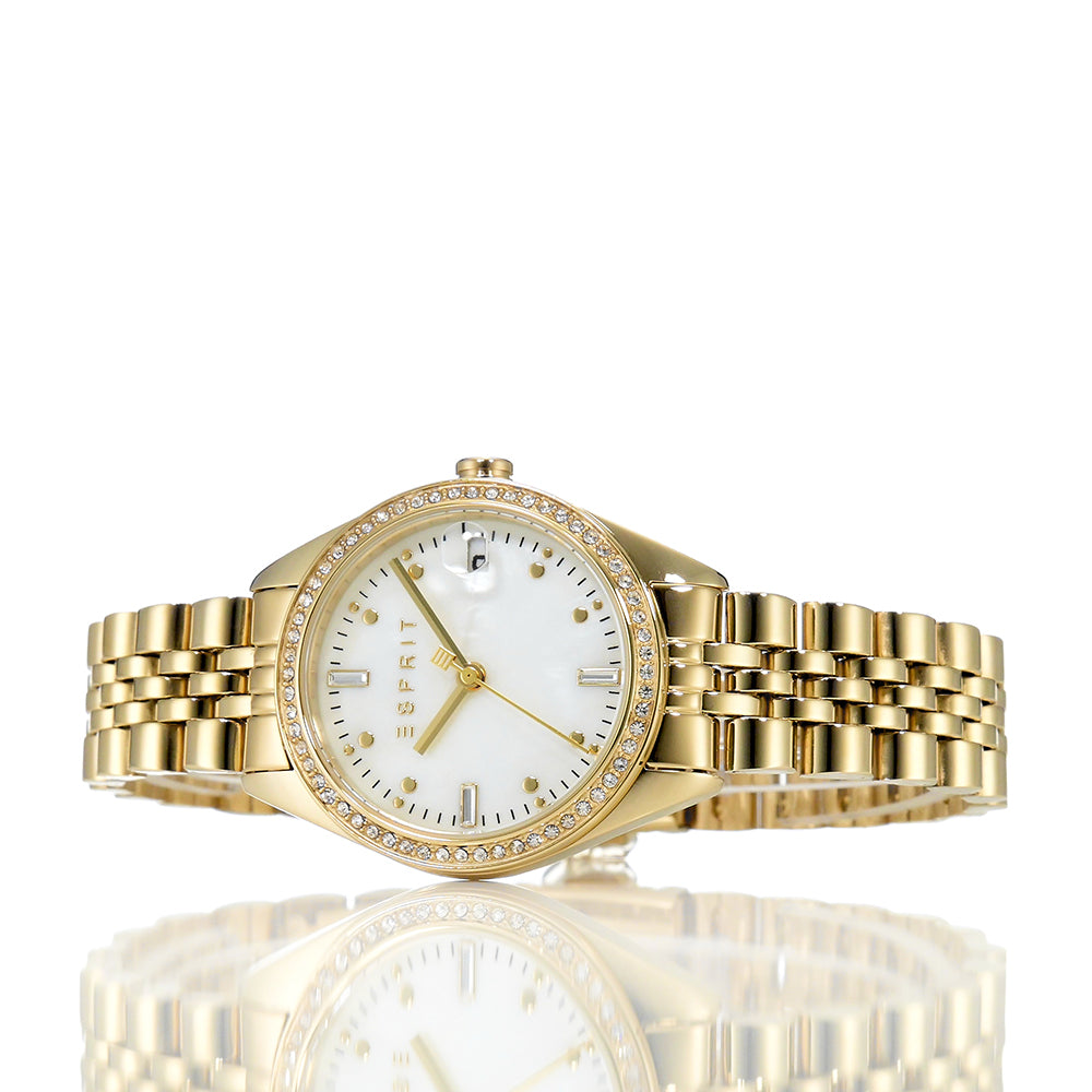 Esprit Women’s Gold Watch with White Mother-of-Pearl Dial – Paris Gallery Qatar