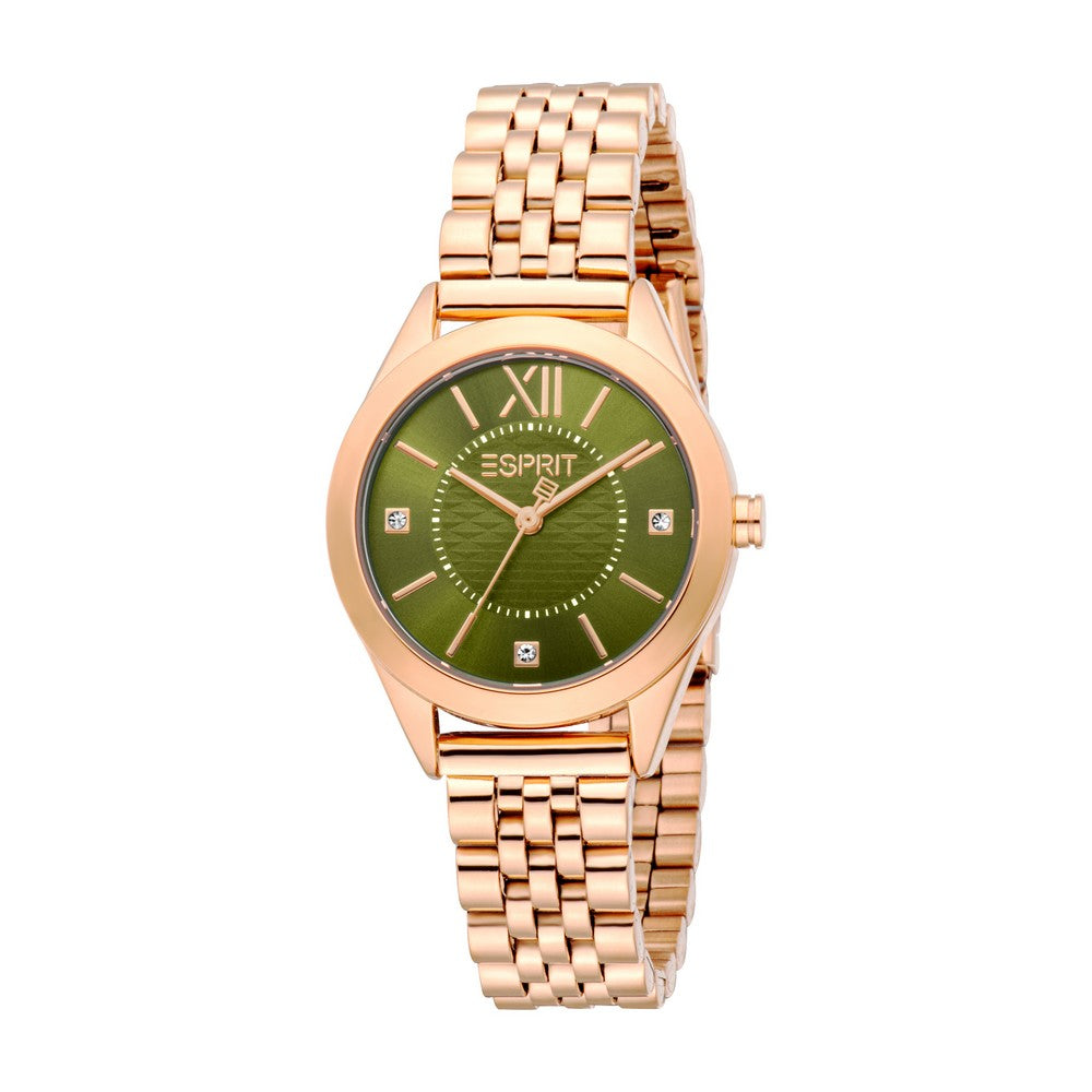 Esprit Women's Rose Gold Watch, Olive Dial