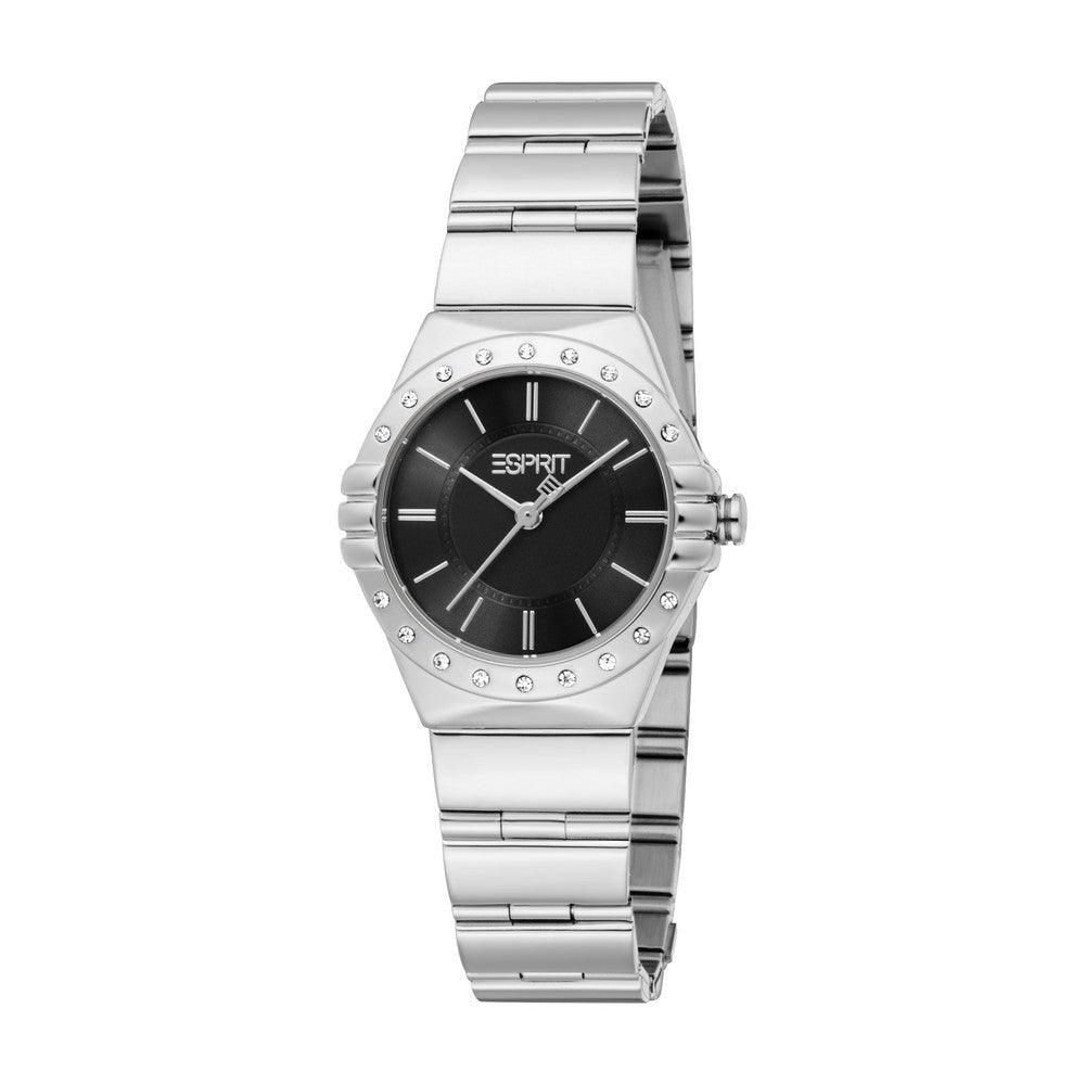 Esprit Women Watch Silver Color Case Black Dial Stainless Steel
