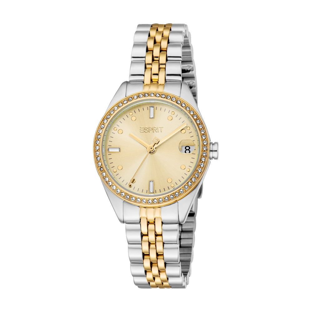 Esprit Women Watch Two Tone Silver & Gold Color Case Champagne Dial Two Esprit Women Watch Two Tone Silver & Gold Color Case Champagne Dial Two
