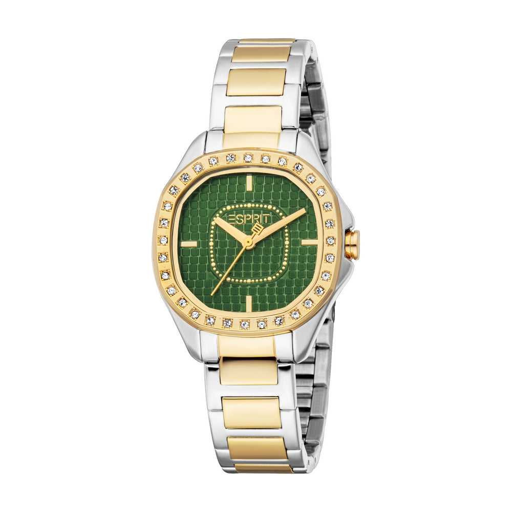 Esprit Women’s Two-Tone Silver & Gold Watch with Dark Green Dial – Paris Gallery Qatar