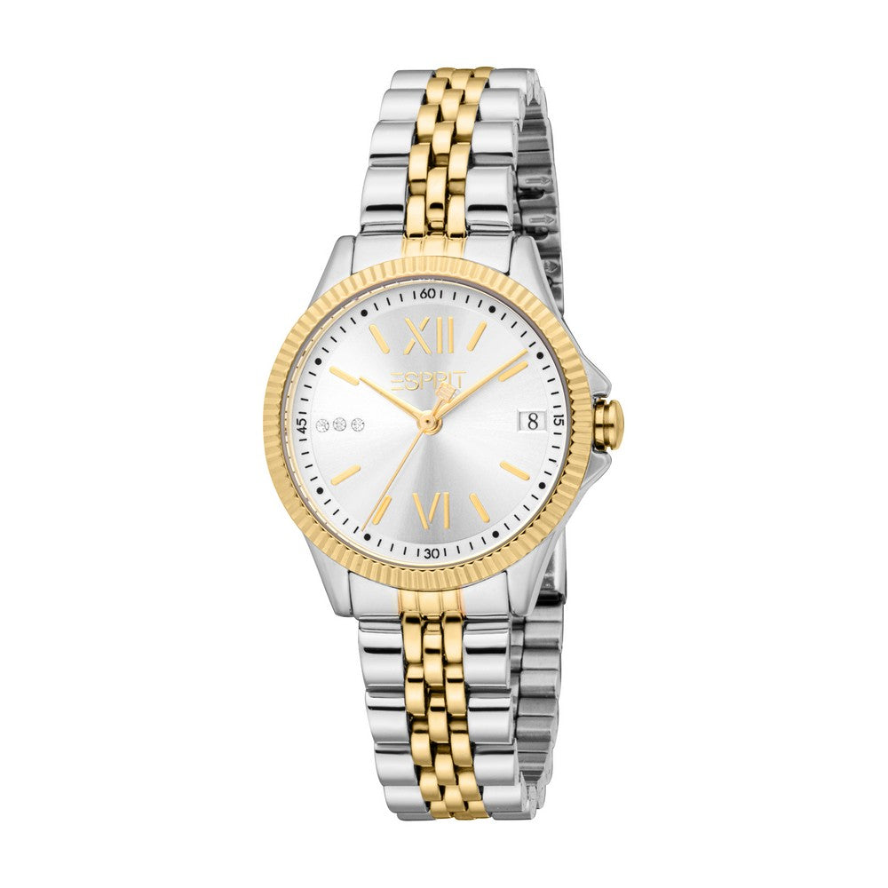 Esprit Women Watch Two Tone Silver & Gold Color Case Silver Dial