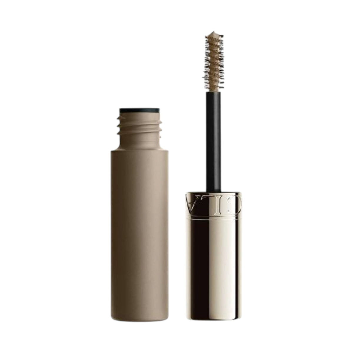 Open tube of Clarins Wonder Sculpt cosmetic in a light brown shade, with the metallic cap and bristled brush applicator visib Main image