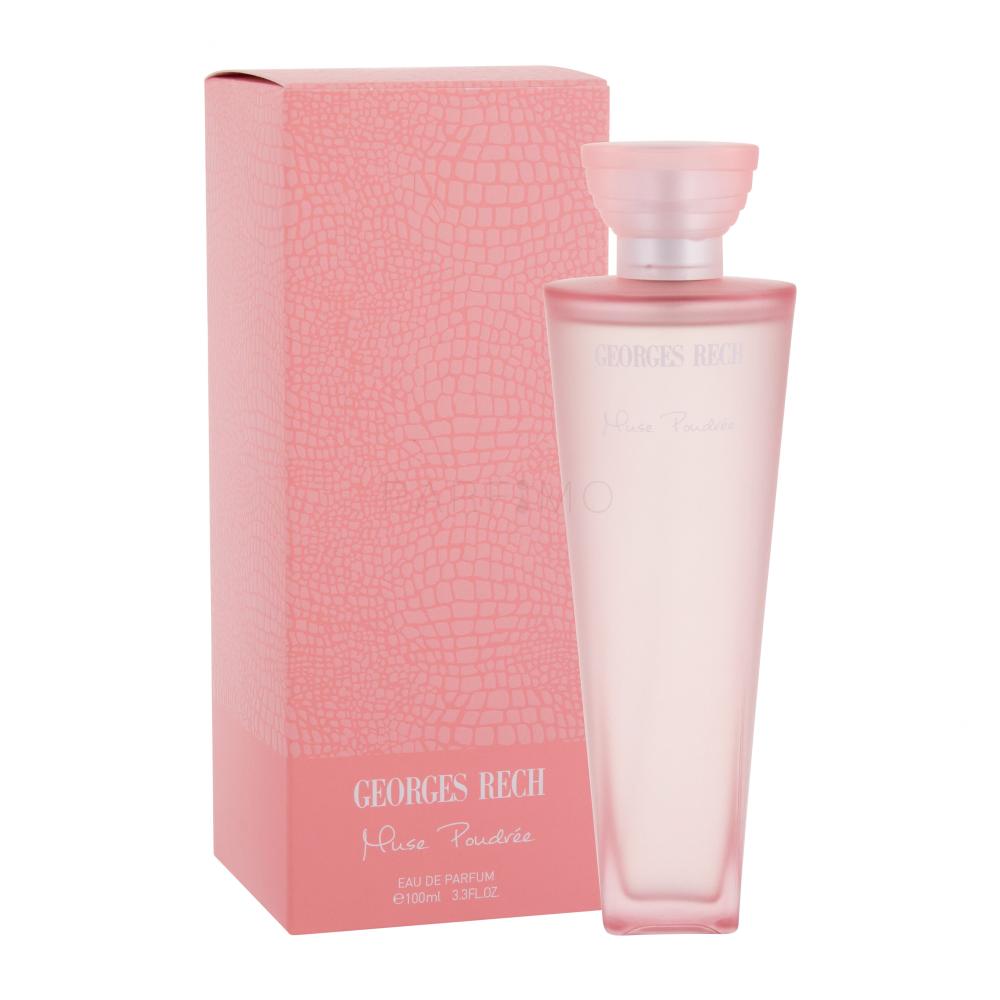 Georges Rech Muse Poudrée Eau de Parfum for Women 100ml in a soft pink bottle, available for online purchase at Paris Gallery Qatar