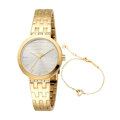 Esprit Savannah Ladies Grey Dial Gold Watch &amp; Jewellery Set