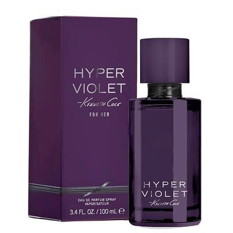 Kenneth Cole Hyper Violet Eau de Parfum for Women 100ml in a deep violet bottle, available for online purchase at Paris Gallery Qatar