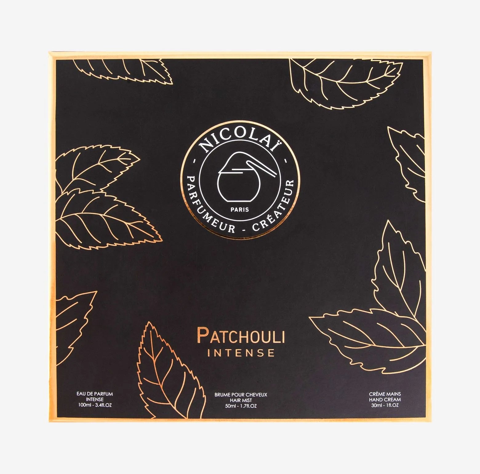 Nicolai Gift Set Patchouli Intense EDP 100ml Hair Spray 50ml Hand Cream