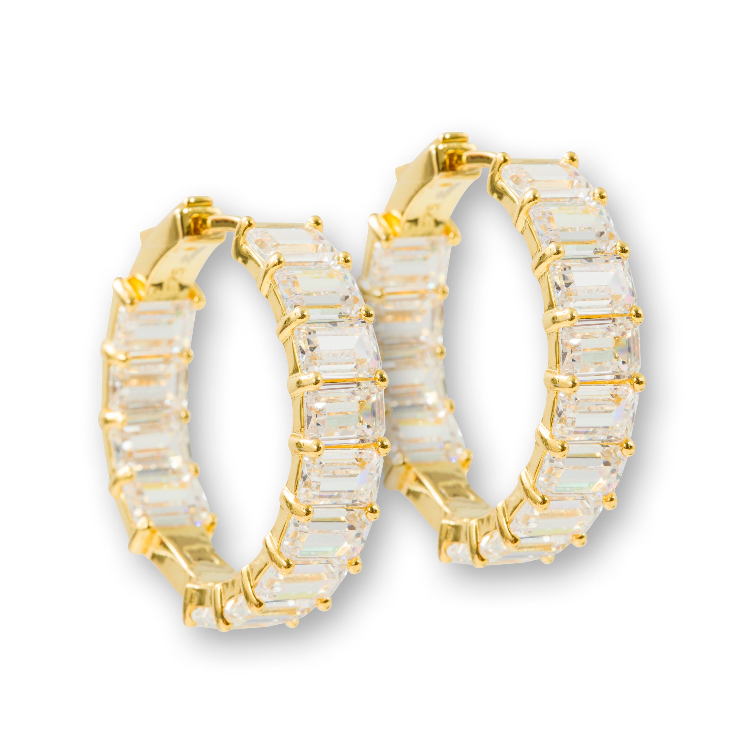 Lara Heems white and gold hoop earrings for women