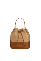Piumelli MEG Straw and Dollaro Leather Bag with polyester lining available at Paris Gallery Qatar