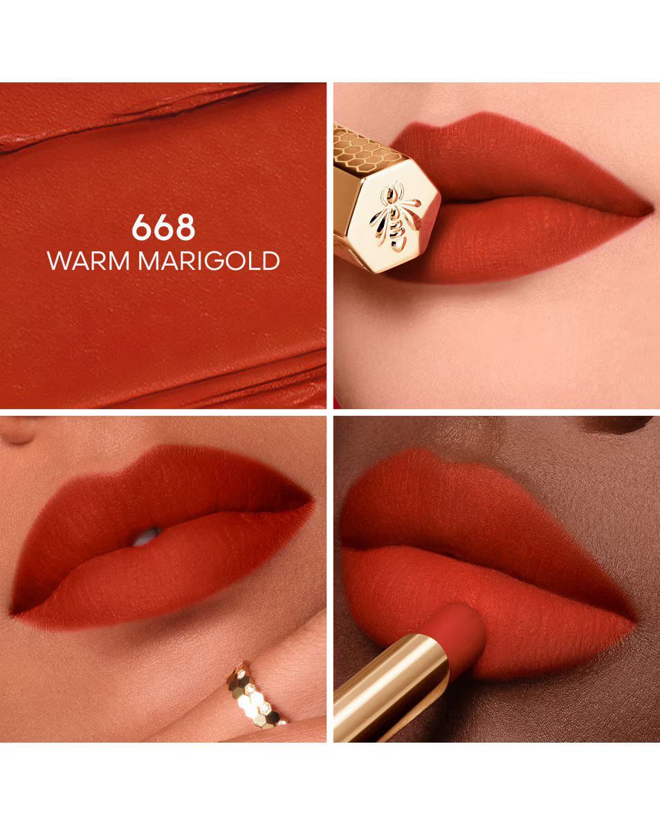 Guerlain Kisskiss Blur Matte Honey-Infused Intense Lipstick - 668 Warm Marigold