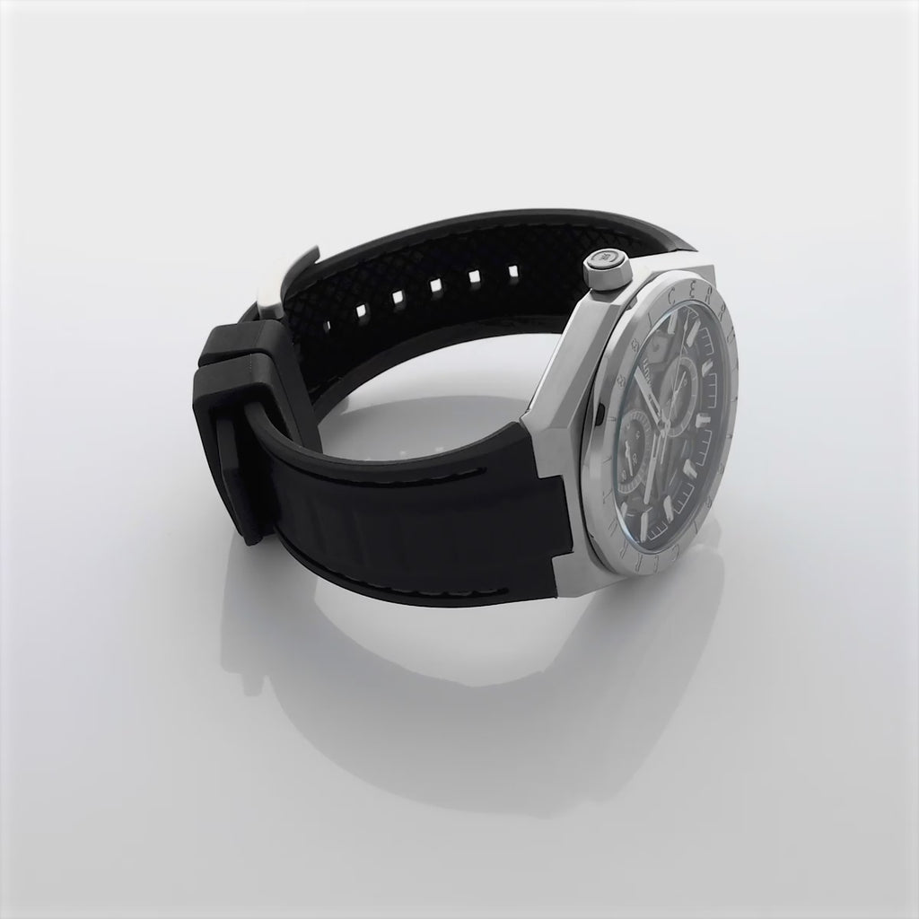 Cerruti Stainless Steel Black Silicon Gun Dial Men's Watch