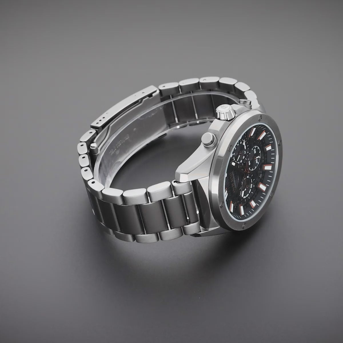 Police Men’s Gunmetal Black Dial Chronograph Bracelet Watch