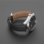 Police Stainless Steel Watch Black Dial Black Leather Strap