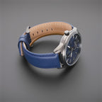 Police Blue Dial Stainless Steel Watch Blue Leather Strap