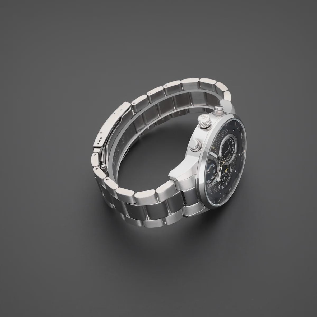 Police Stainless Steel Chronograph Watch Black Dial Steel Bracelet