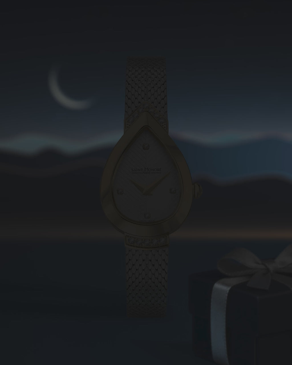 Saint Honoré Gold IP Diamond White Dial Two-Tone Bracelet Watch