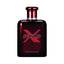 Deep red rectangular fragrance bottle with a glossy finish, featuring a large red 'POLO X' logo and a matching red metallic c