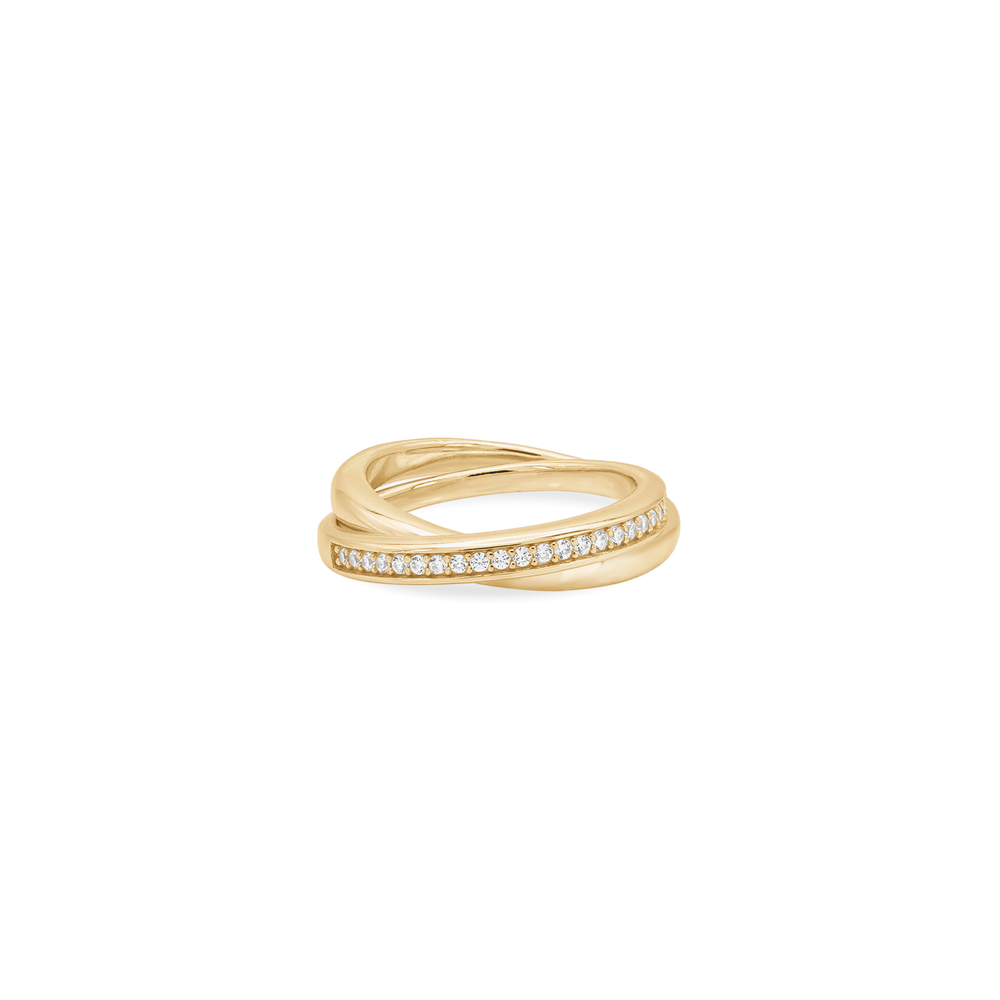 Shashi Interlocking Pave Ring Gold – elegant gold pave ring at Paris Gallery Qatar