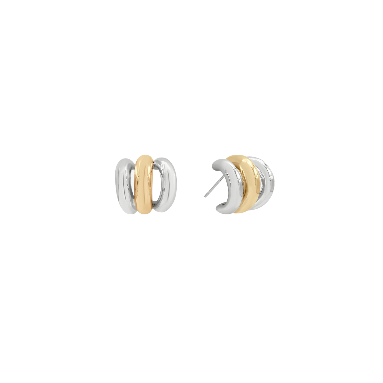 Shashi Triple Two Toned Hoop Silver