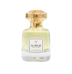 Front studio view of Touch of Oud Salwan Extrait de Parfum 80ml from Paris Gallery Qatar. The clear glass flacon contains a pale-yellow liquid, finished with a minimalist white label and gold cap.