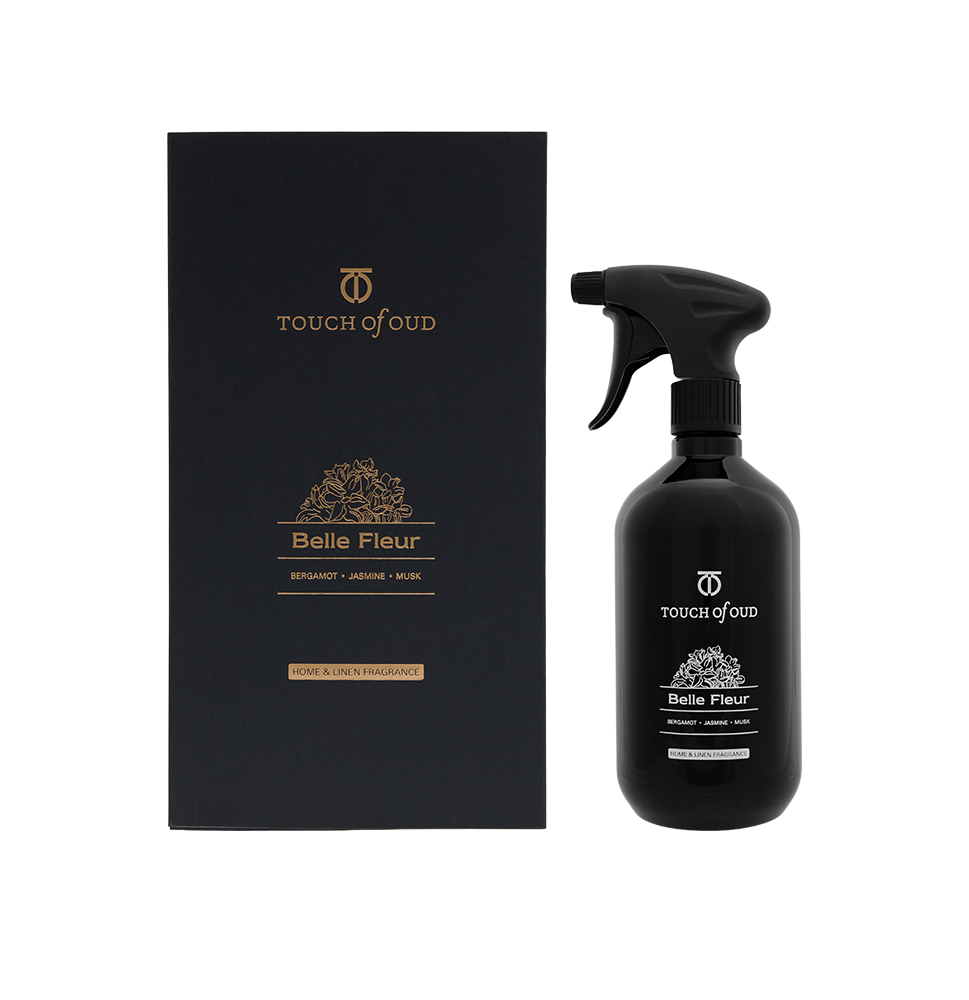 Touch Of Oud Belle Fleur Home and Linen Fragrance 750ml with bergamot jasmine and musk Available for Online Purchase at Paris Gallery Qatar Main image