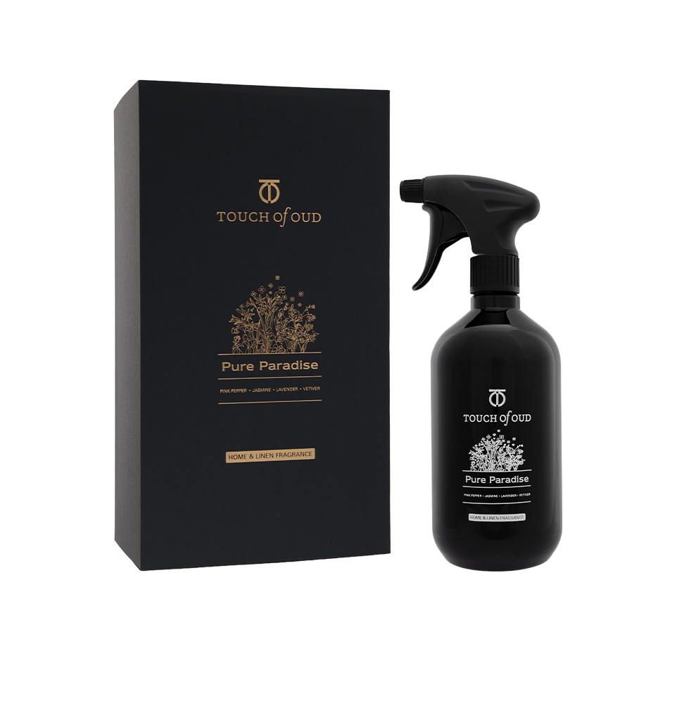 Touch Of Oud Pure Paradise Home and Linen Fragrance 750ml luxury air freshener Shop Now Online at Paris Gallery Qatar Main image