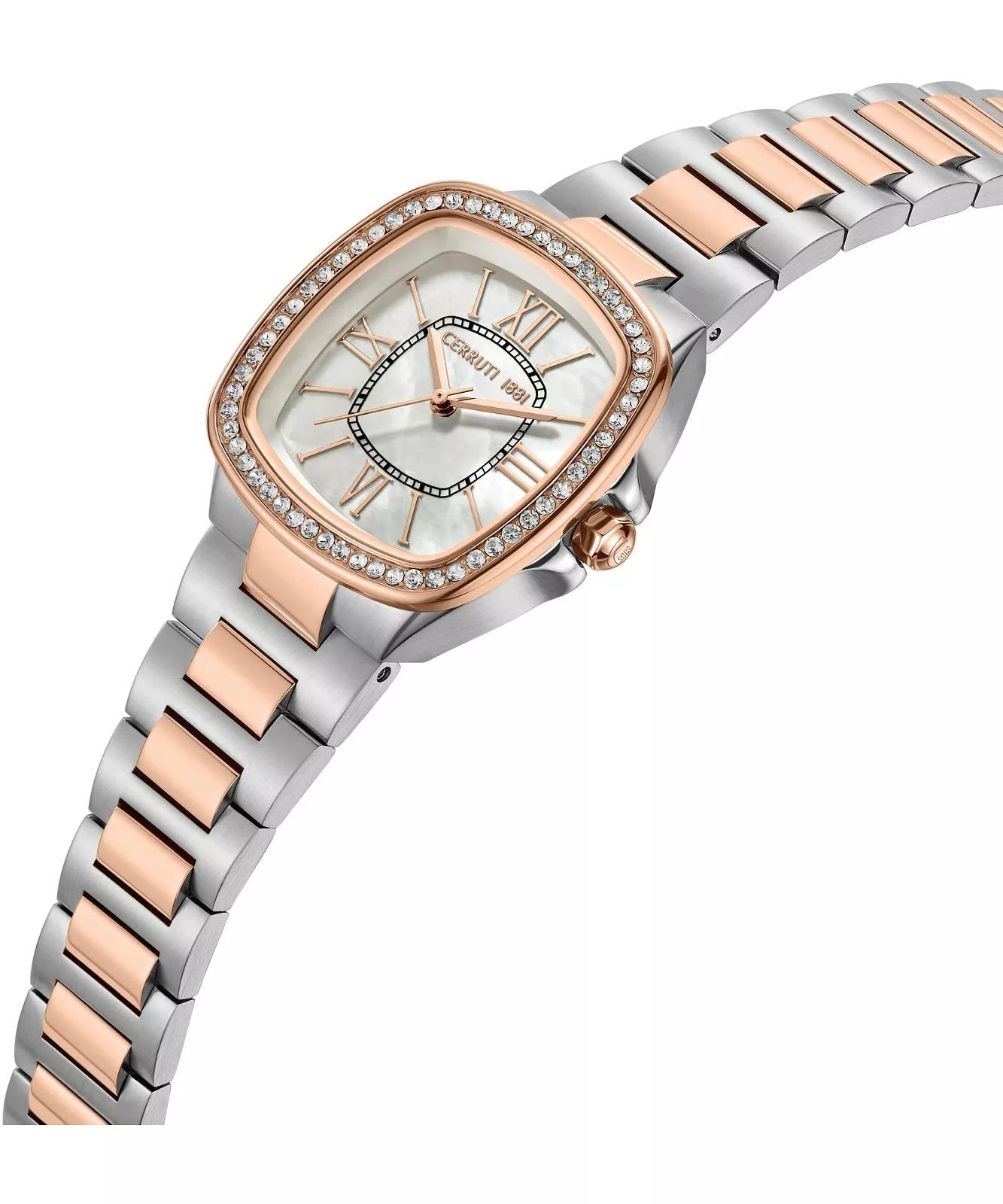 Cerruti 1881 Casale Women's White Mother-of-pearl Dial Silver Rose Gold Watch