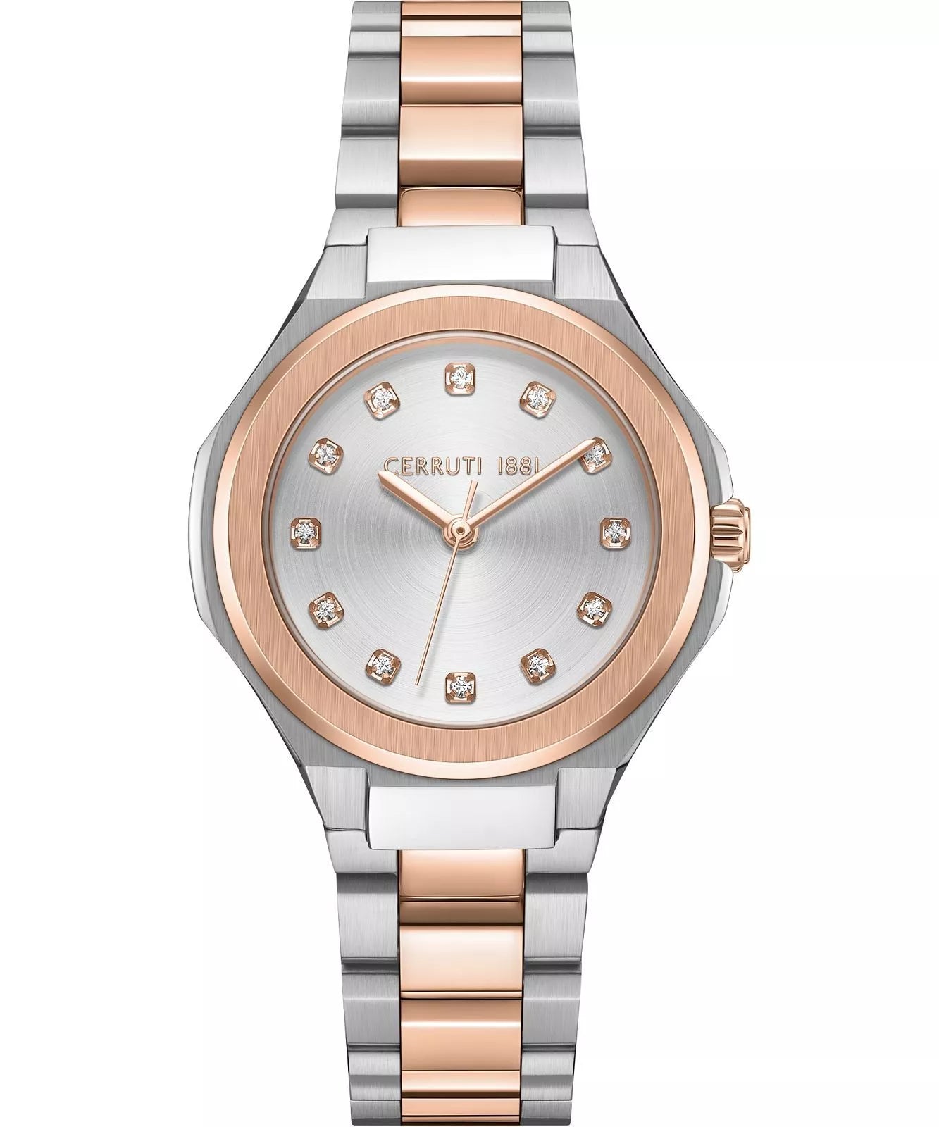 Cerruti 1881 Lucardo Women's Silver Dial Silver–Rose Gold Stainless Steel Watch CIWLG0086406