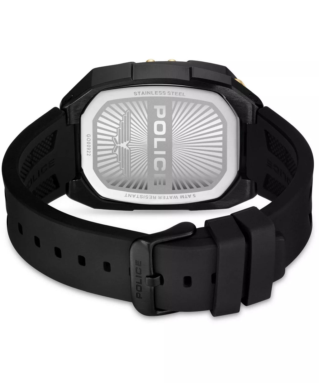 Police Bullhead Chronograph Men's Watch - Black & Gold - Silicone Strap