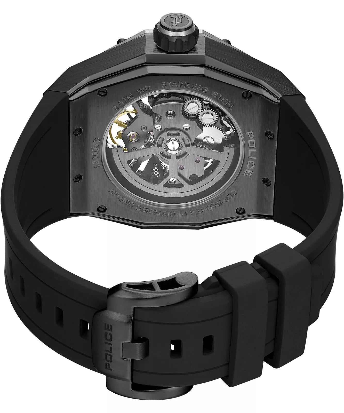 Police Dayton Skeleton Men's Automatic Watch With Silicon Strap