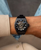 Police Dayton Skeleton men’s automatic watch with black silicone strap at Paris Gallery Qatar