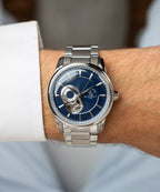 Santa Barbara Polo & Racquet Club Luxury Men's Blue Open Heart Window Dial Mechanical Watch