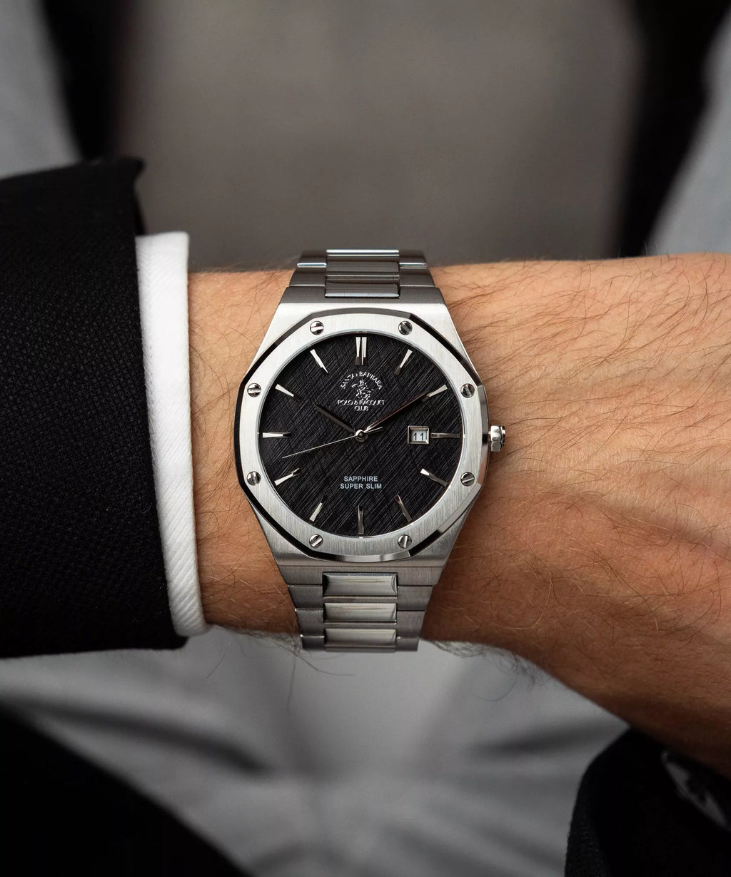 Santa Barbara Polo & Racquet Club Noble Men's Black Dial Silver Watch