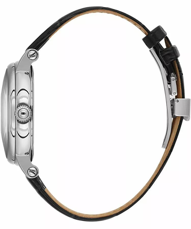 Santa Barbara Polo & Racquet Club Legend Men's Silver Dial Black Leather Strap Watch