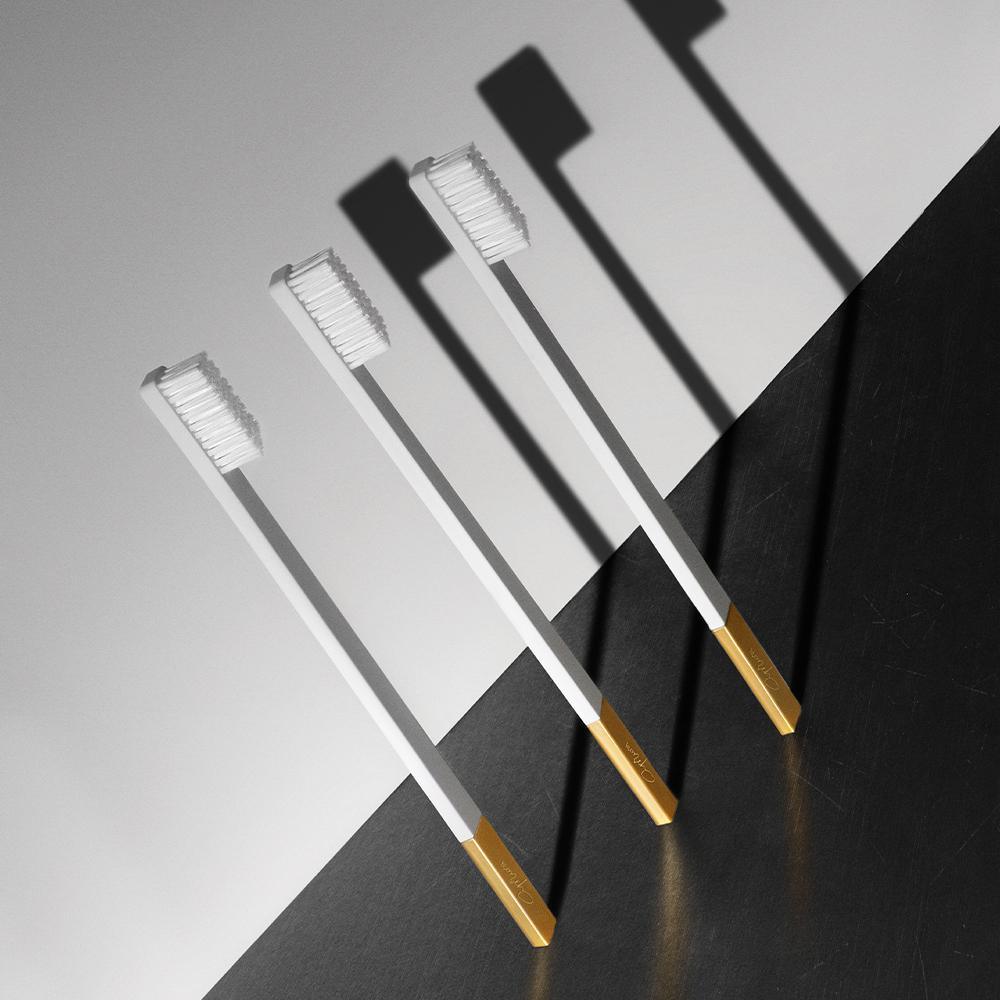 APRIORI Medium White Gold Slim Toothbrush Secondary image