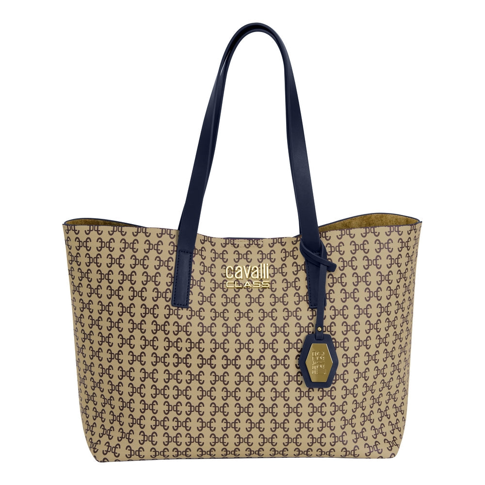 Cavalli Class - Troina Shopper Bag, Navy &amp; Logo Print