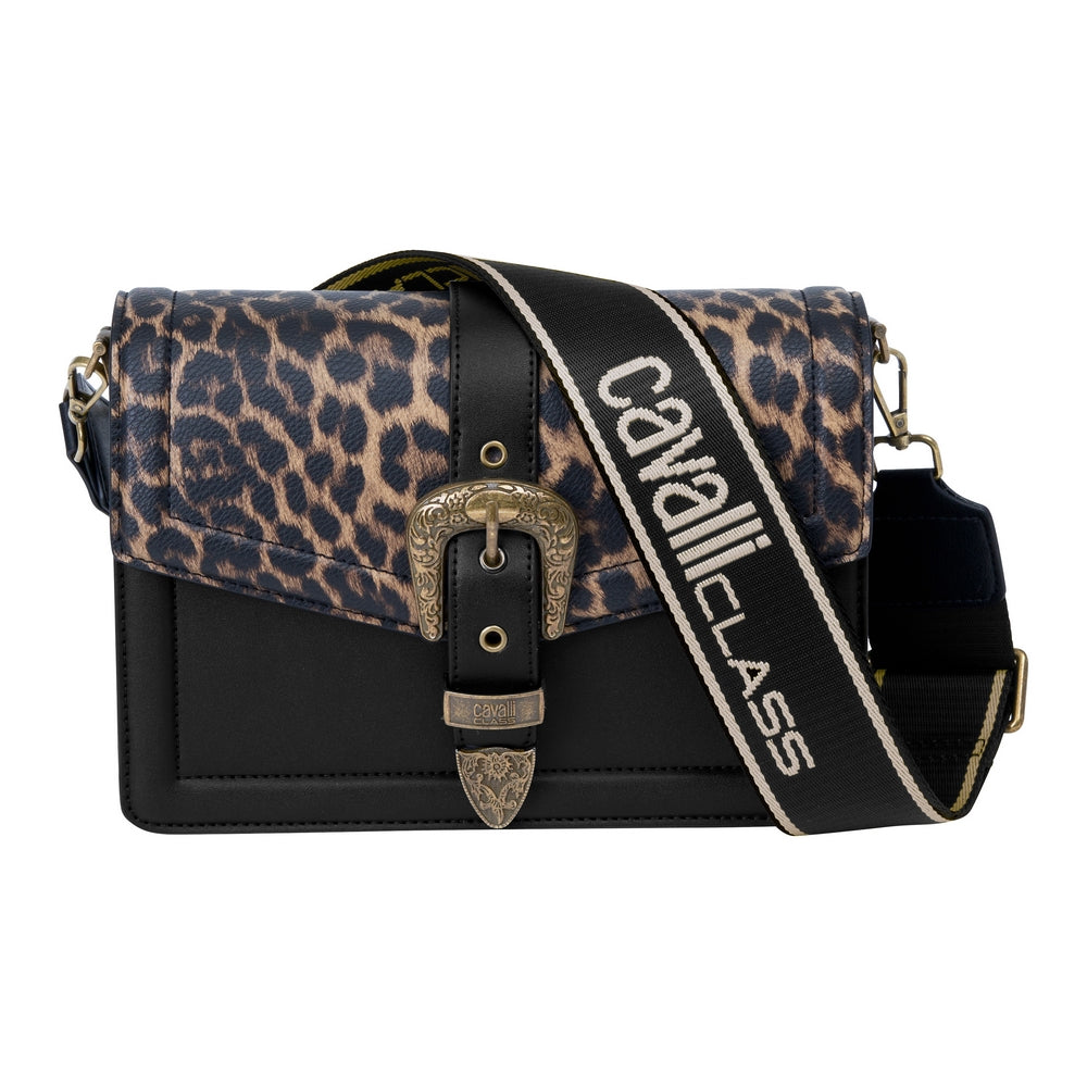 Cavalli Class - Oglio Crossbody Bag, Black & Leopard Print